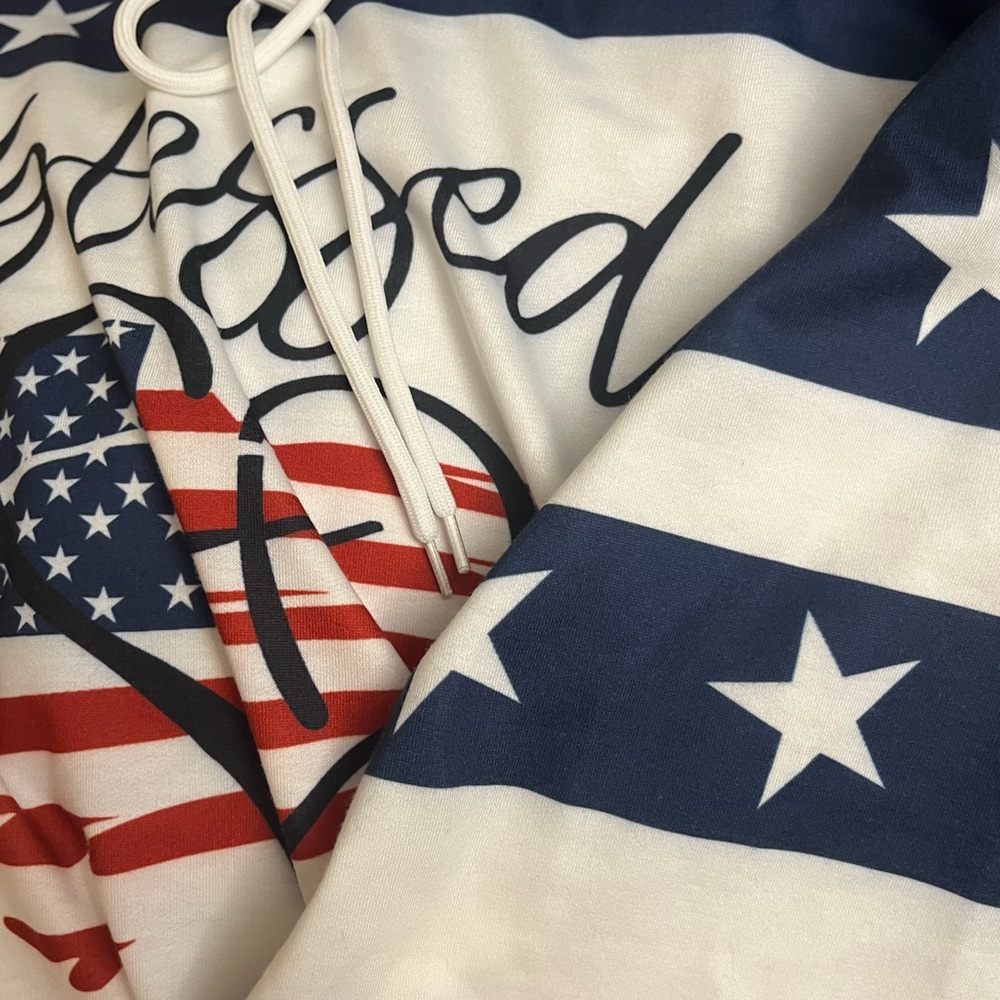 Patriotic Star Hoodie with 'Blessed' Print. 4 th of July hit. AA - Picture 7 of 7